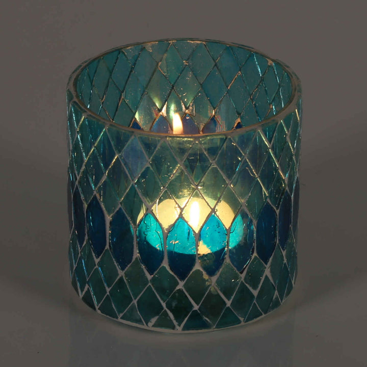 Lanterna marocchina in mosaico Rayan azzurro