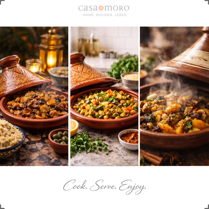 Glasierte marokkanische Tagine mit Henna-Dekor, traditioneller Kochtopf für Lamm, Fisch oder vegetarisch