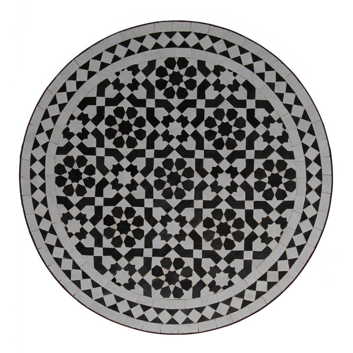Tavolo da bistrò Mosaico 70 Rotondo Nero Smaltato Bianco