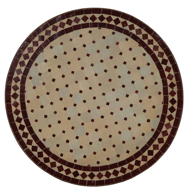 Tavolo da bistrò in mosaico rotondo 70 cm Bordeaux/rombo