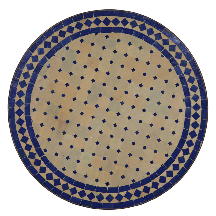 Tavolo da bistrò in mosaico rotondo 70 cm blu/diamante