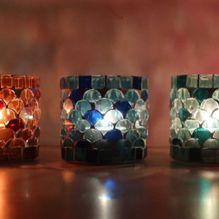 Lanterna orientale in mosaico Athens S, set da 5