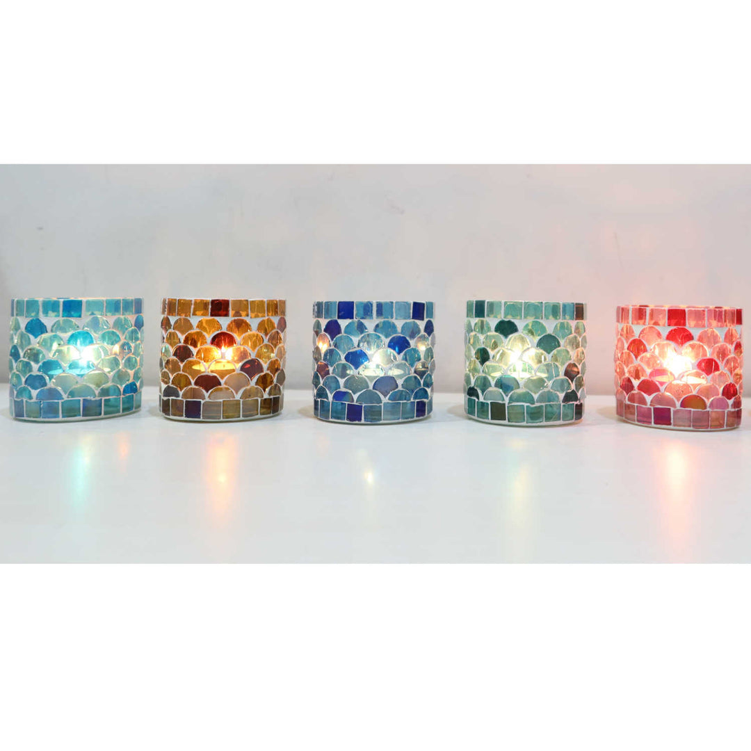 Lanterna orientale in mosaico Athens S, set da 5
