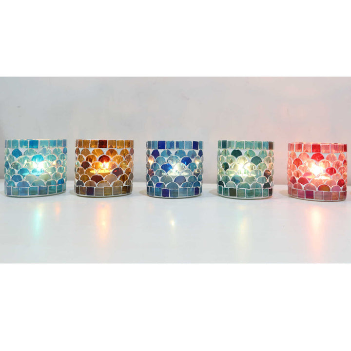 Lanterna orientale in mosaico Athens S, set da 5