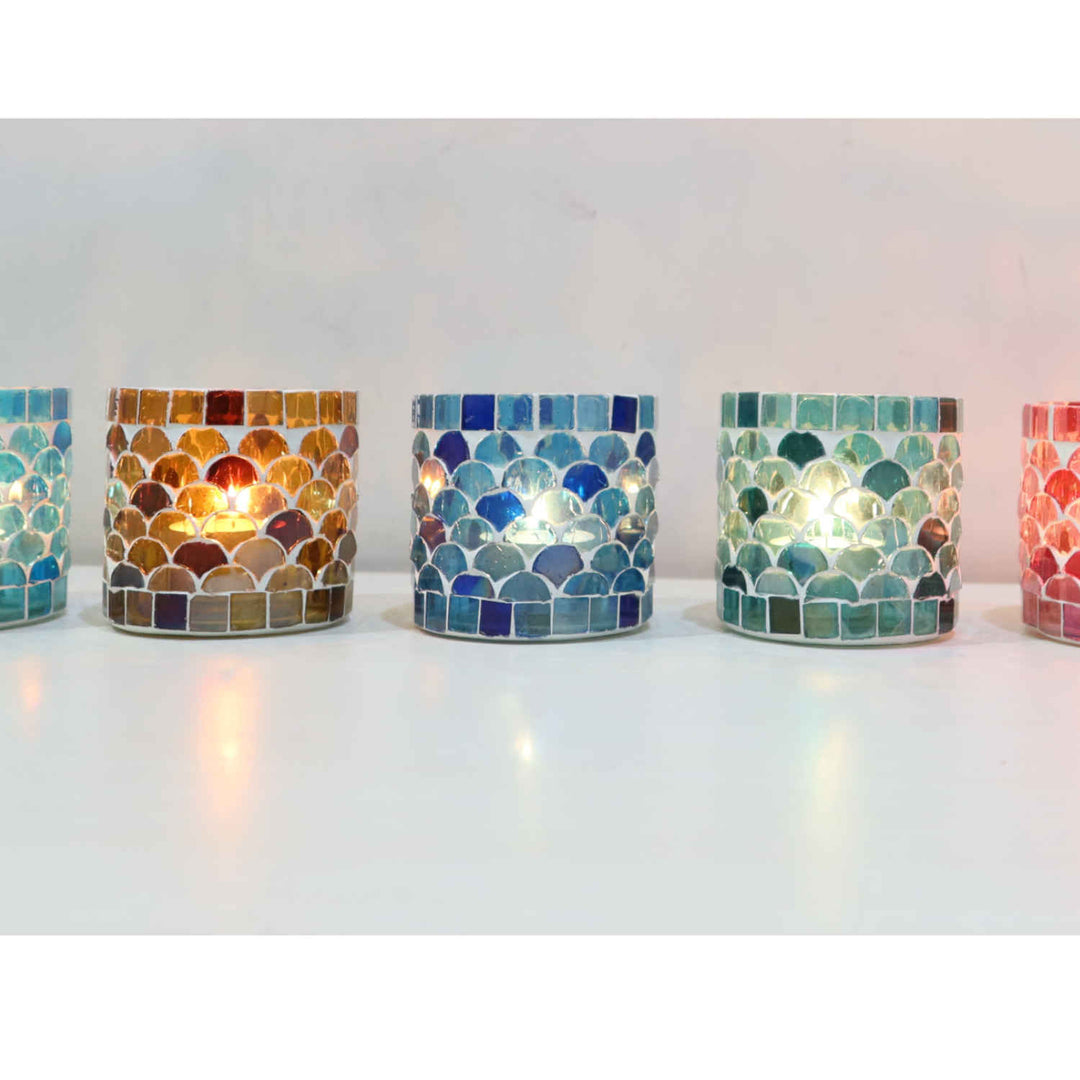 Lanterna orientale in mosaico Athens S, set da 5