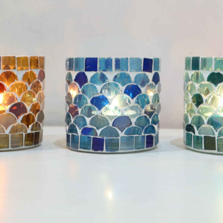 Lanterna orientale in mosaico Athens S, set da 5