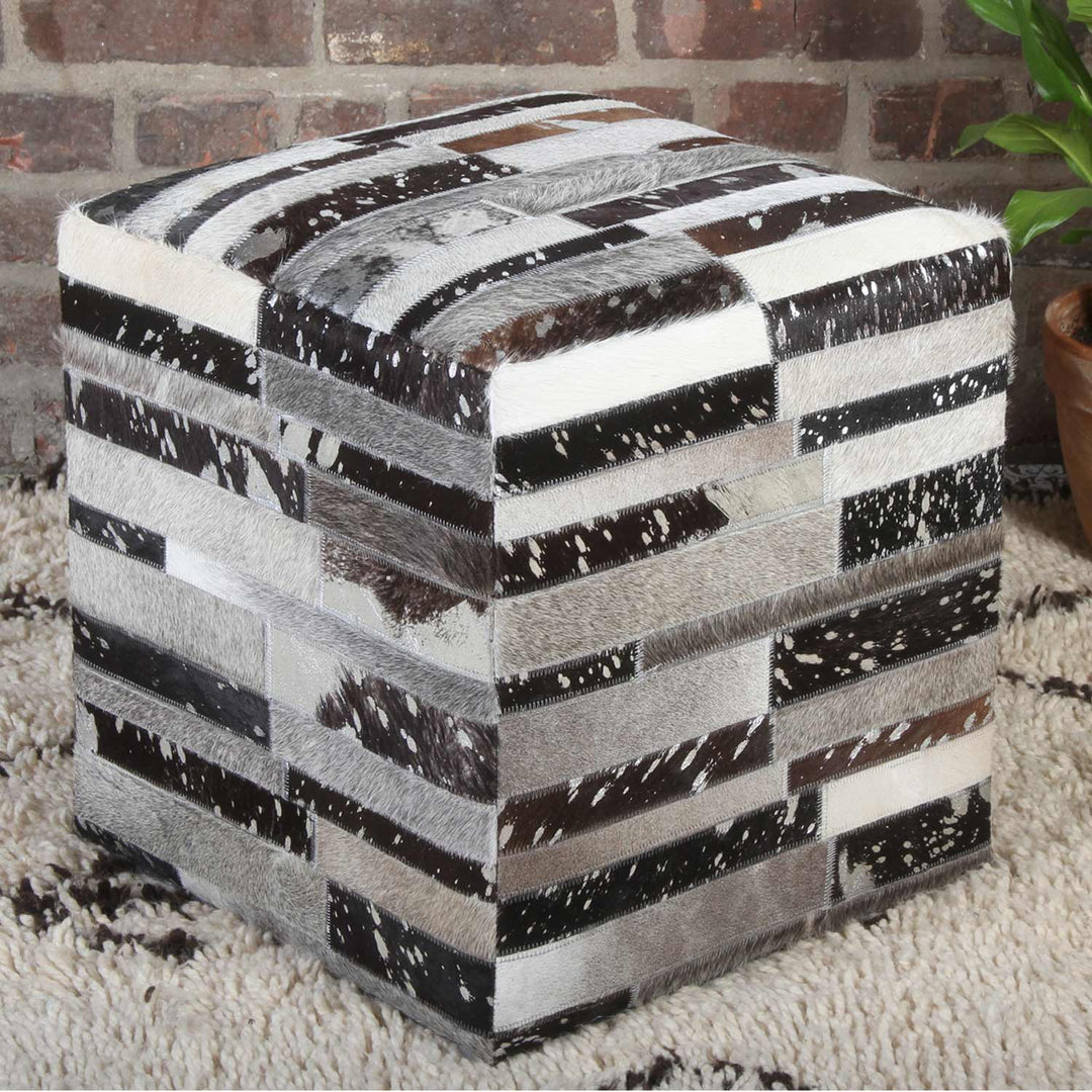 Sgabello in pelliccia patchwork Rinara