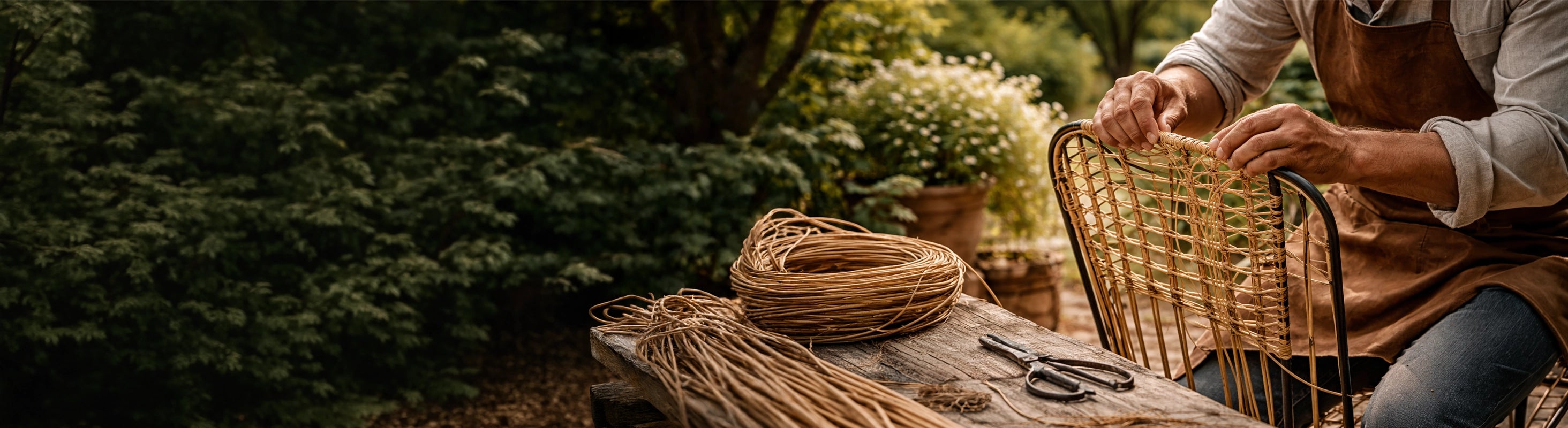 Sedie in rattan – La sedia in rattan con struttura in ferro è intrecciata a mano: sedie da giardino fatte a mano in materiale naturale per terrazze e balconi