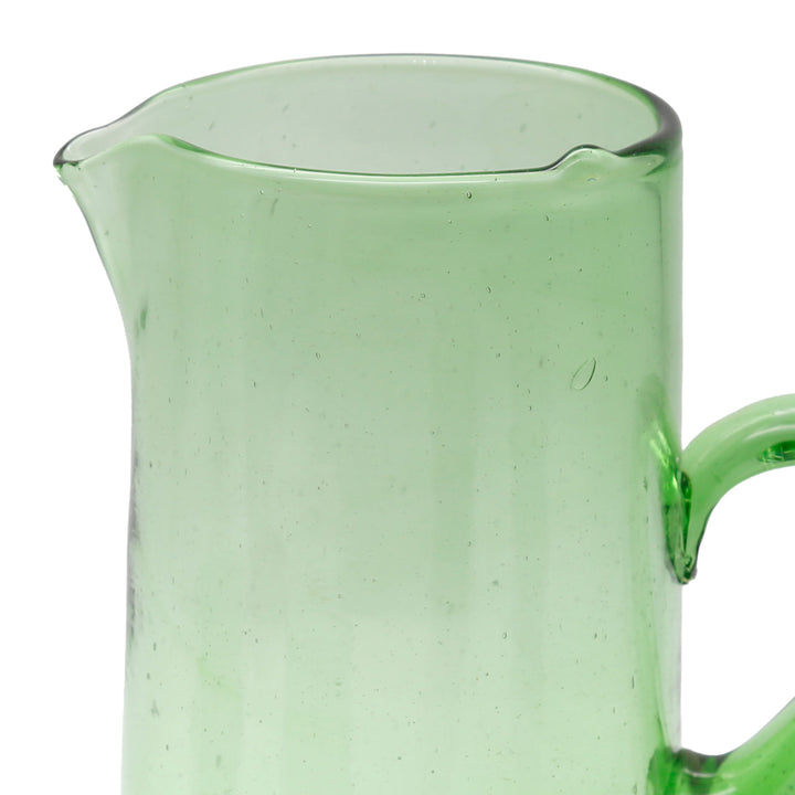 Caraffa in vetro verde per succhi - estiva e fatta a mano