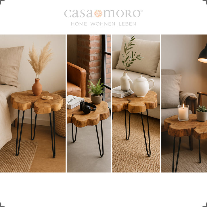 Wohnzimmer-Tisch aus massivem Teakholz, perfekt als Beistelltisch oder Couchtisch