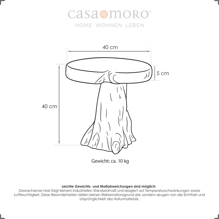 Rustikaler Wurzelholz Tisch, runde Platte 40 cm, stabiler Sockel